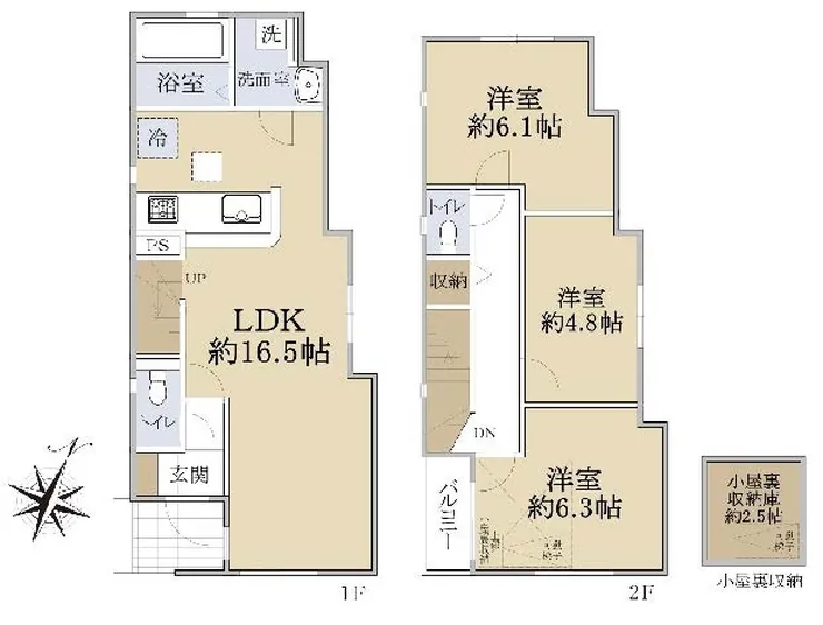 府中市是政5丁目の新築一戸建て（是政駅・H-48242）の間取り図