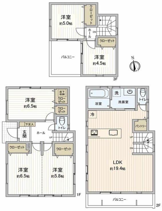府中市清水が丘1丁目 新築一戸建て（東府中駅・H-48245）の間取り図