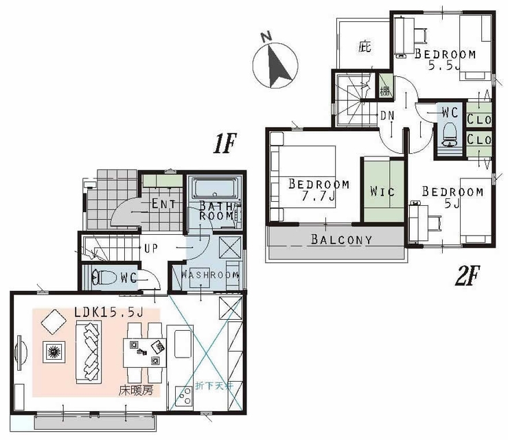 府中市晴見町3丁目の新築一戸建て（府中駅・H-48253）の間取り図