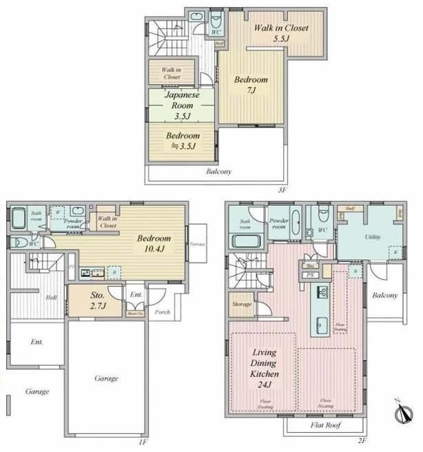 府中市紅葉丘3丁目の中古一戸建て（武蔵野台駅・H-48258）の間取り図