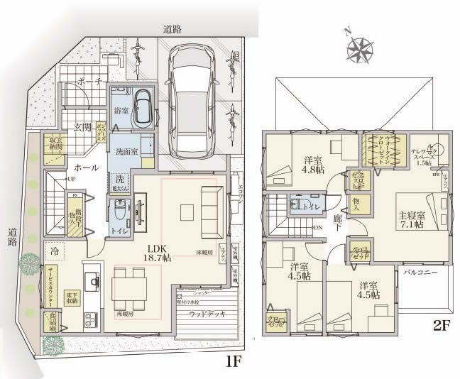府中市矢崎町4丁目の新築一戸建て（府中本町駅・H-48260）の間取り図