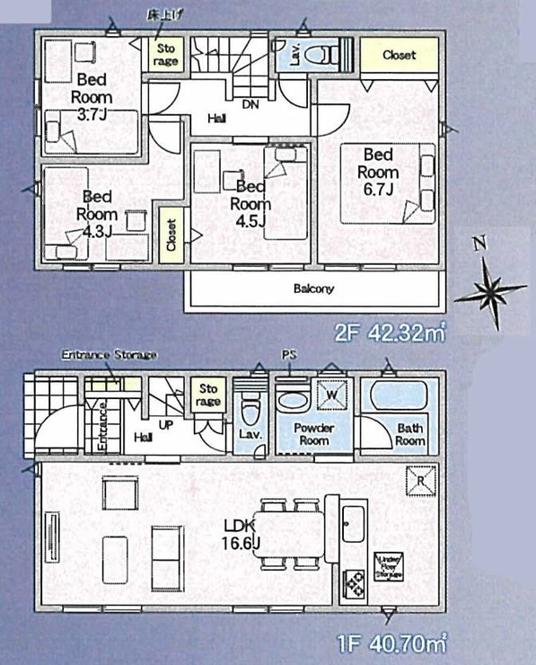 府中市若松町4丁目の新築一戸建て（多磨霊園駅・H-48263）の間取り図