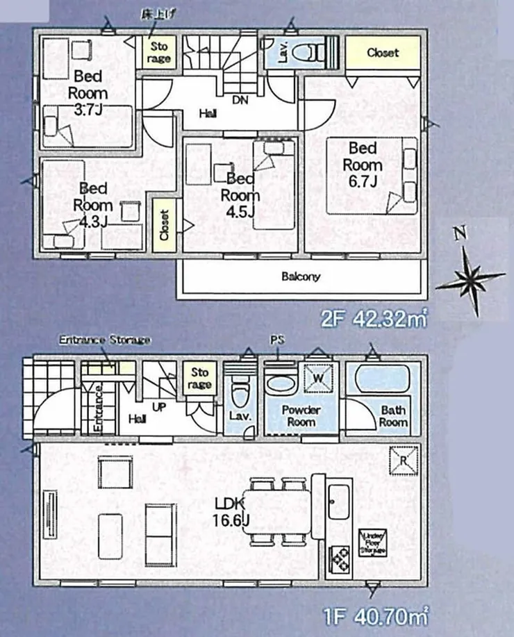 府中市若松町4丁目 新築一戸建て（多磨霊園駅・H-48263）の間取り図
