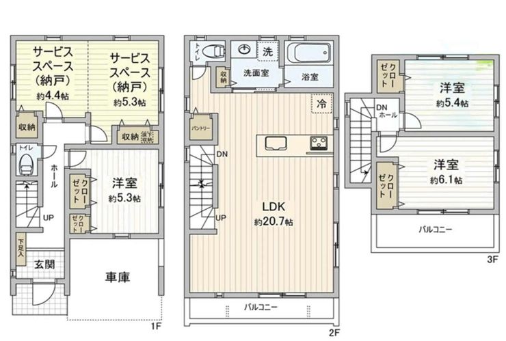 府中市清水が丘1丁目 新築一戸建て（東府中駅・H-48267）の間取り図