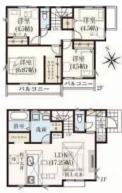 府中市四谷3丁目の新築一戸建て（中河原駅・H-48275）の間取り図