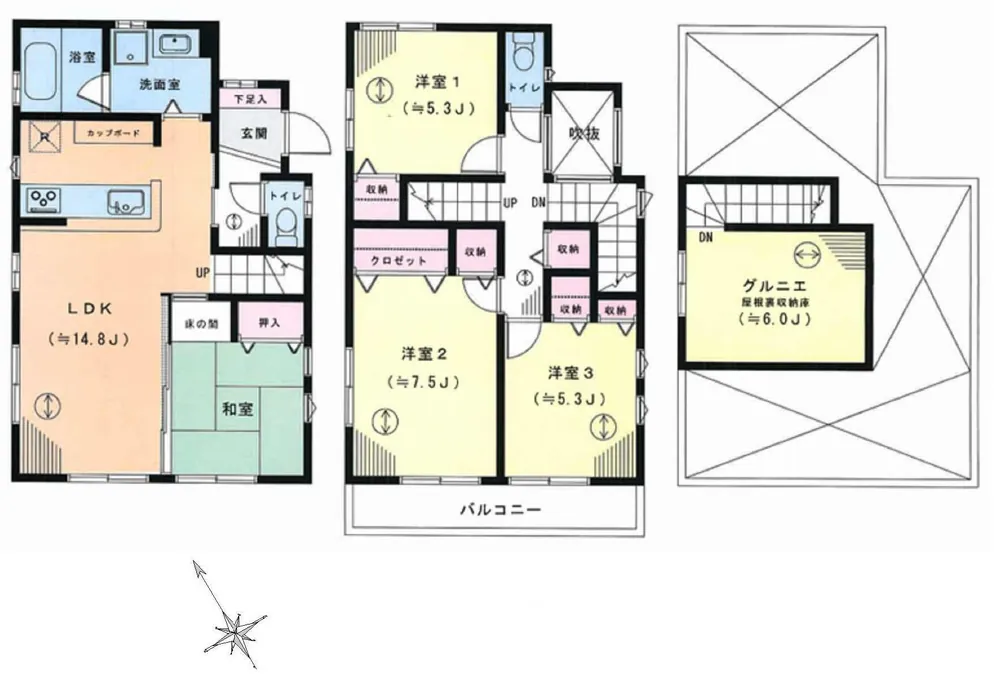 府中市是政3丁目 中古一戸建て（是政駅・H-48303）の間取り図