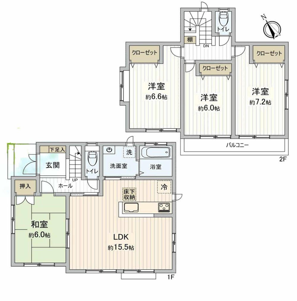 府中市四谷3丁目 中古一戸建て（中河原駅・H-48305）の間取り図