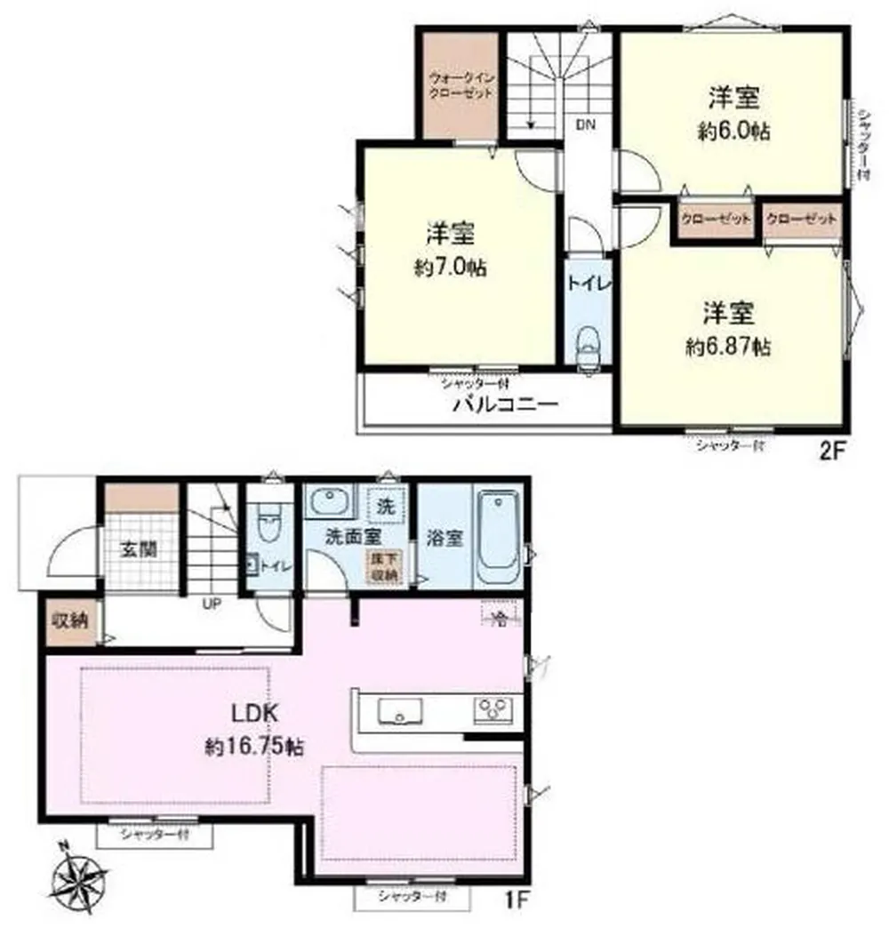 府中市日新町3丁目 中古一戸建て（西府駅・H-48320）の間取り図