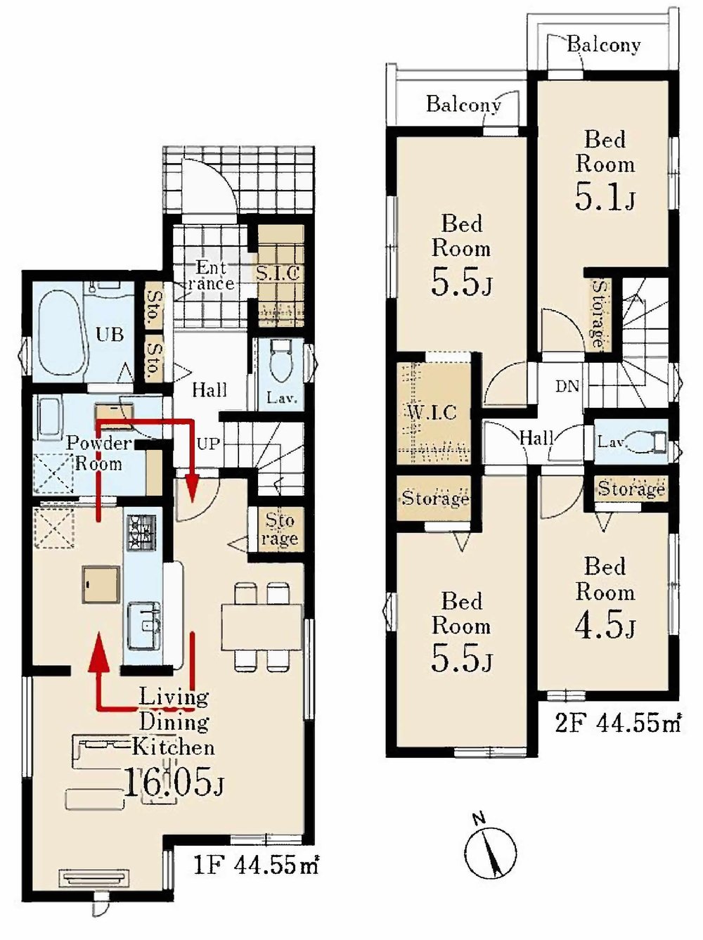 府中市幸町2丁目 新築一戸建て（府中駅・H-48355）の間取り図