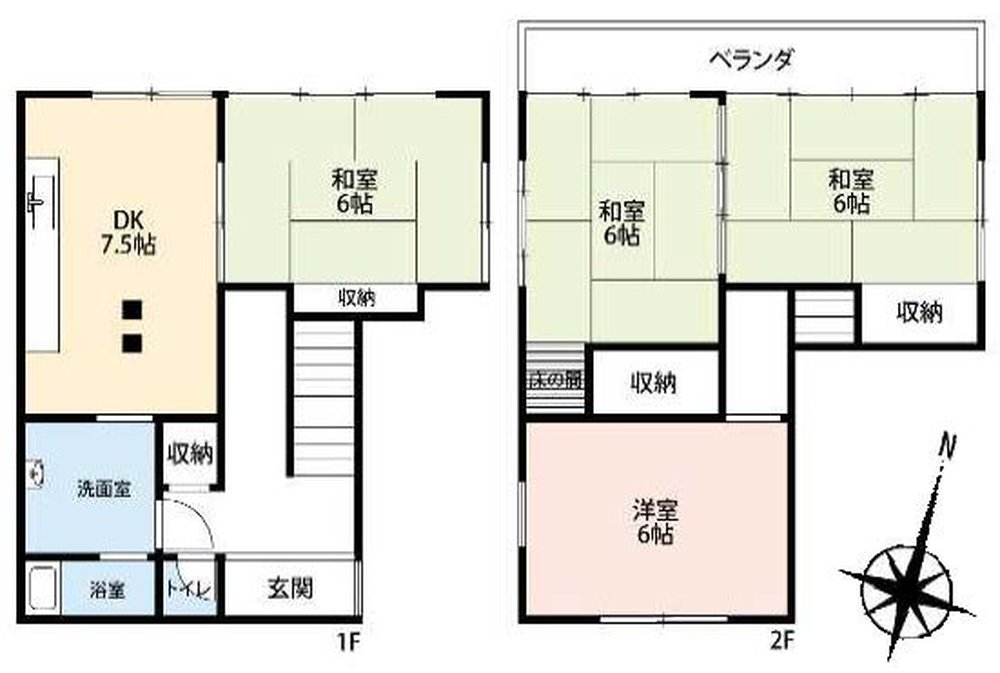 府中市是政1丁目 中古一戸建て（多磨霊園駅・H-48360）の間取り図