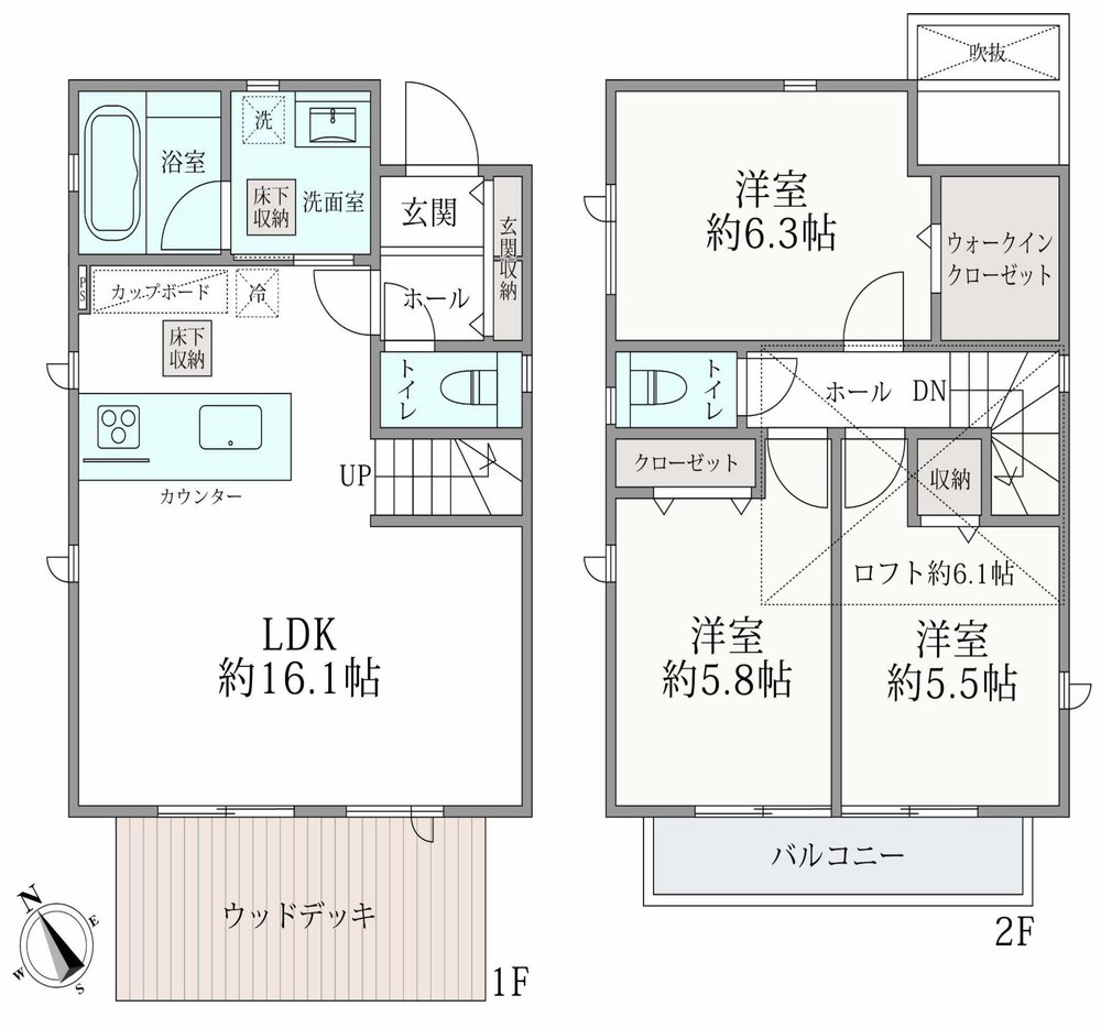 府中市多磨町2丁目 中古一戸建て（多磨駅・H-48368）の間取り図