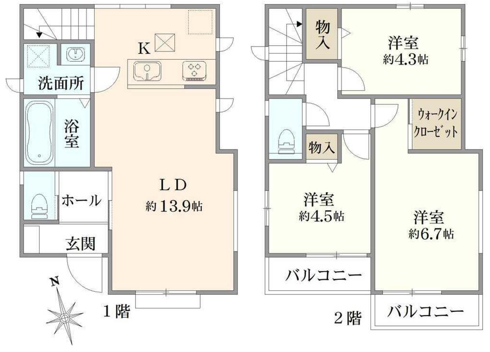府中市新町1丁目 新築一戸建て（府中駅・H-48374）の間取り図