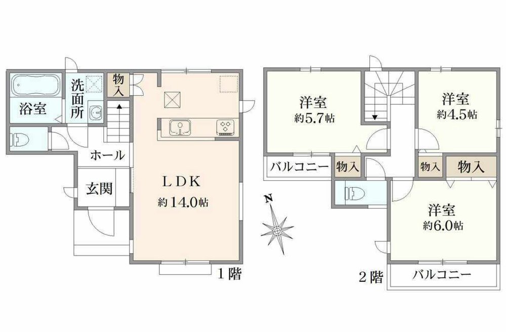 府中市新町1丁目 新築一戸建て（府中駅・H-48377）の間取り図