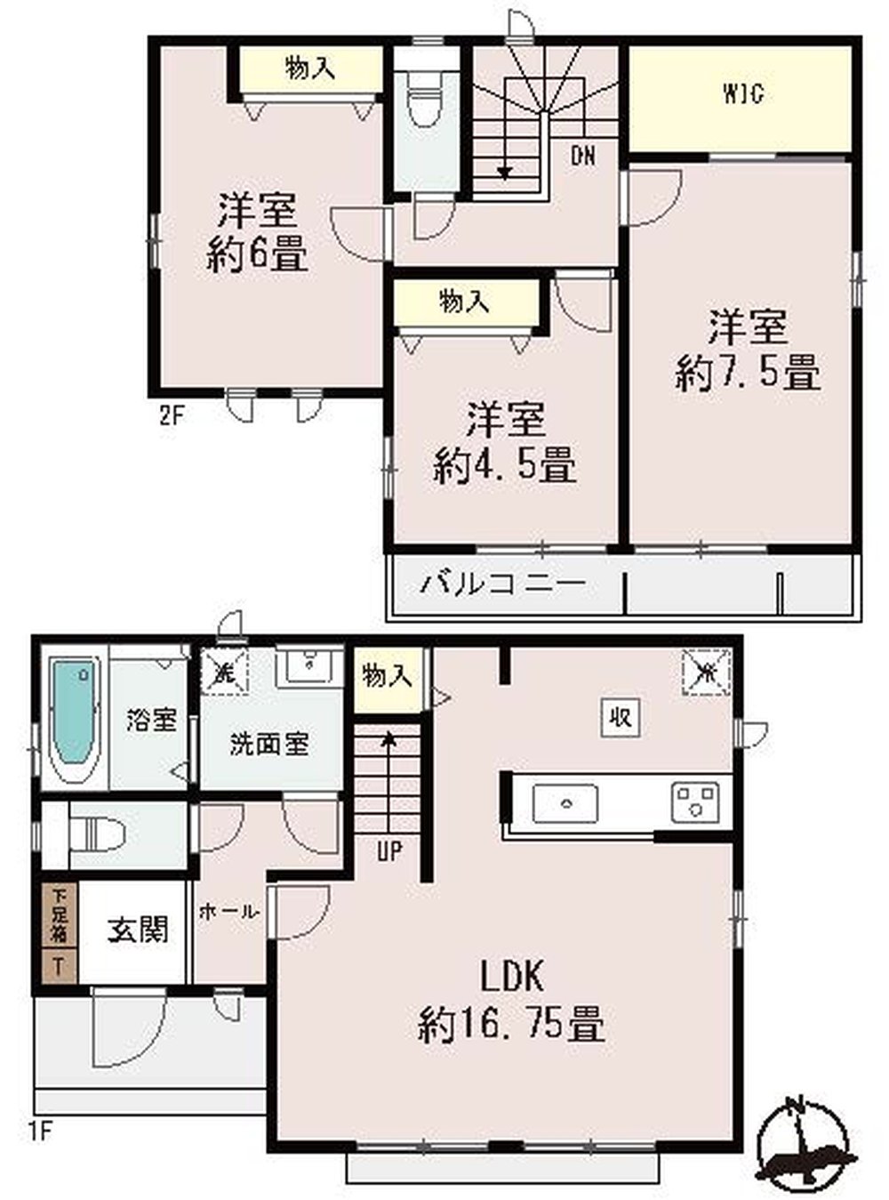 府中市南町5丁目 新築一戸建て（中河原駅・H-48382）の間取り図