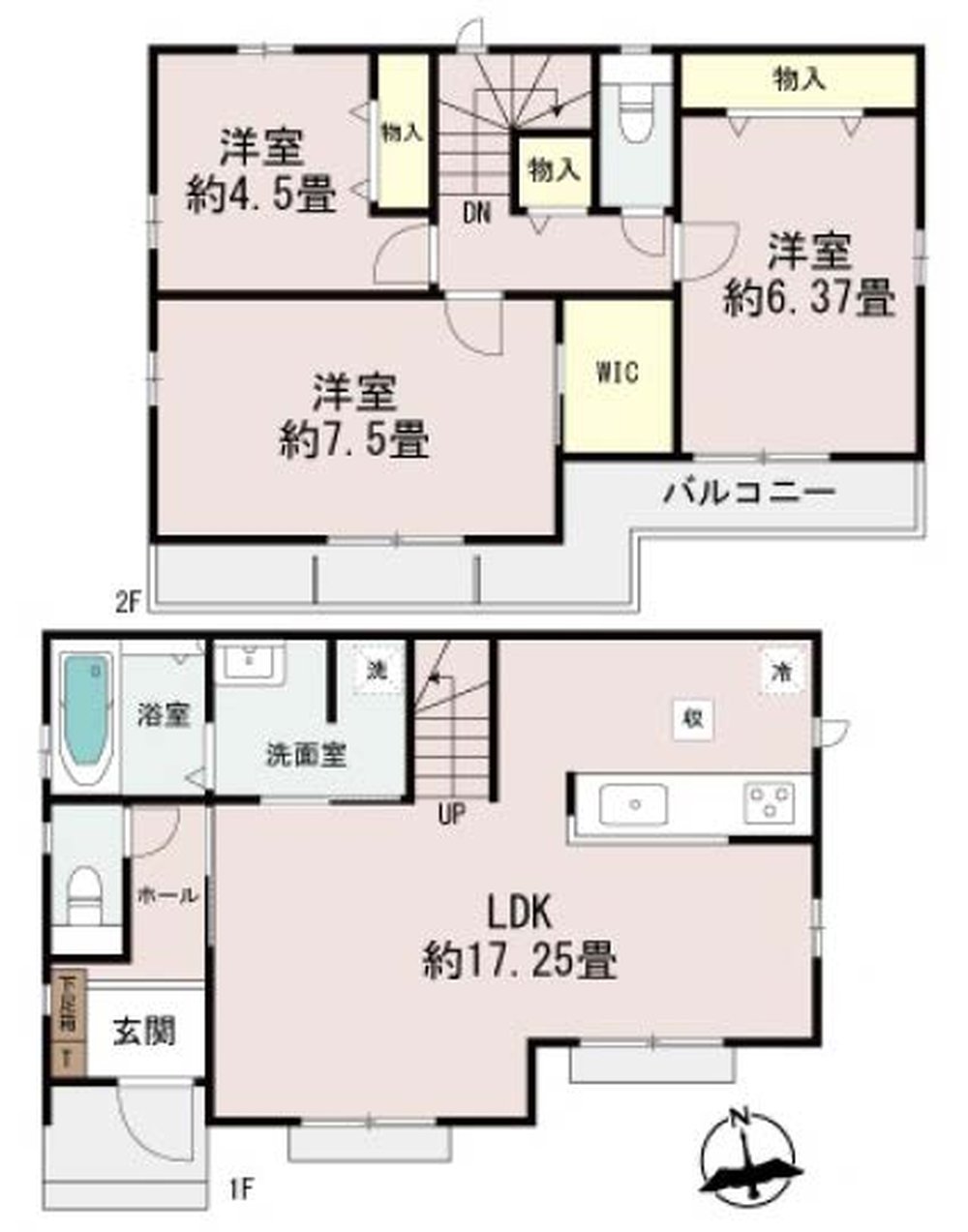 府中市南町5丁目 新築一戸建て（中河原駅・H-48383）の間取り図