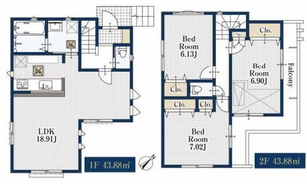 府中市押立町5丁目 新築一戸建て（飛田給駅・H-48394）の間取り図