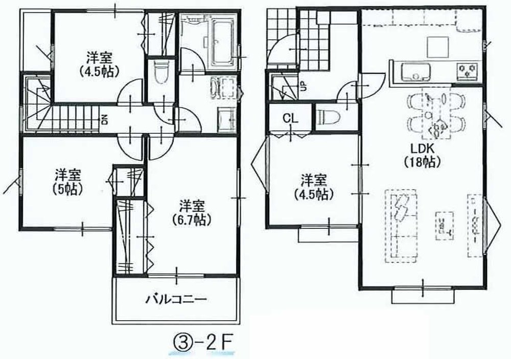 府中市栄町3丁目 新築一戸建て（北府中駅・H-48404）の間取り図