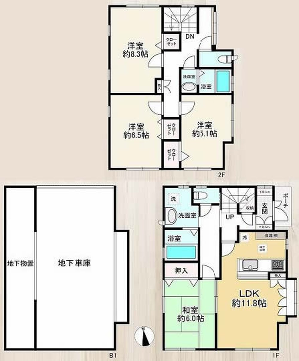 府中市押立町5丁目の中古一戸建て（飛田給駅・H-48407）の間取り図
