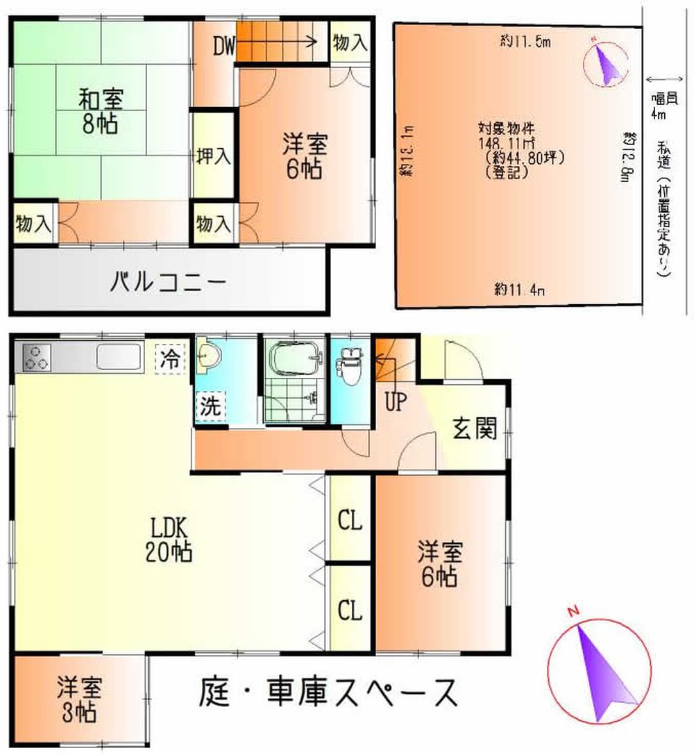 府中市白糸台3丁目の中古一戸建て（武蔵野台駅・H-48412）の間取り図