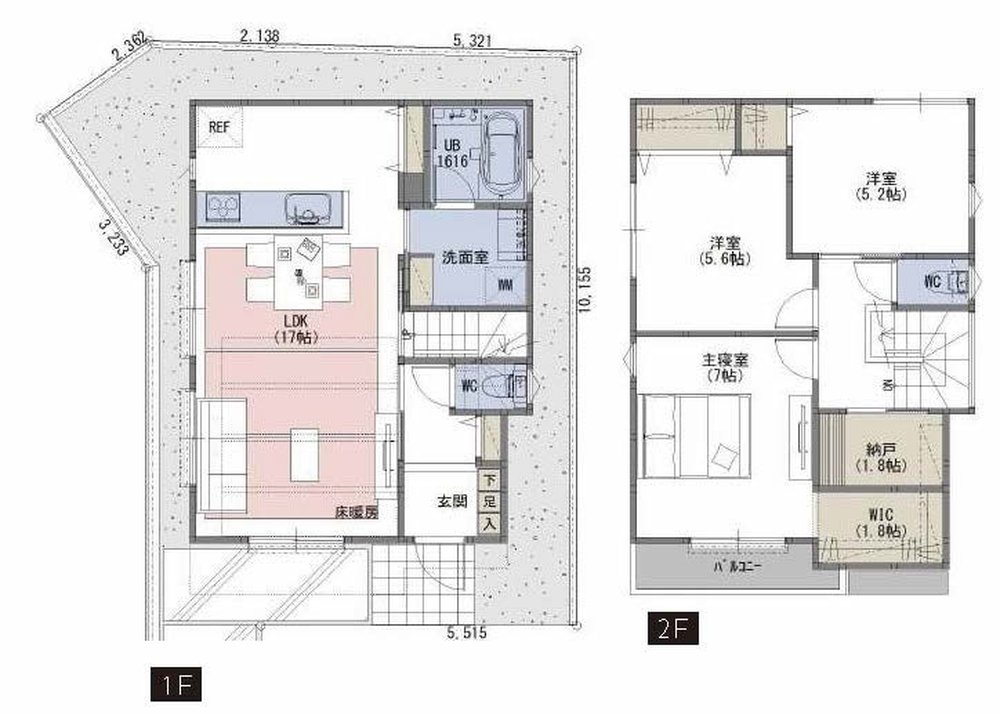 府中市四谷2丁目の新築一戸建て（中河原駅・H-48413）の間取り図