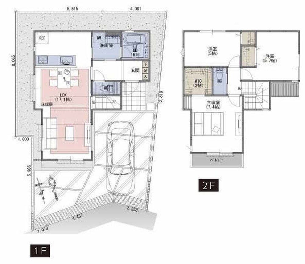 府中市四谷2丁目の新築一戸建て（中河原駅・H-48417）の間取り図