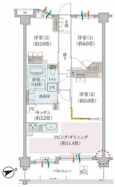 アンビシャス府中武蔵野台間取り