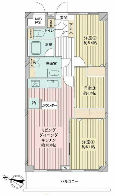 府中武蔵野ハイライズ間取り