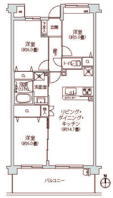 府中武蔵野台ダイヤモンドマンション間取り