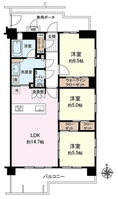 ミオカステーロ東府中Ⅱ間取り