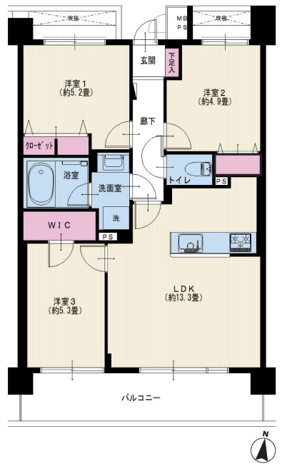 ライオンズマンション府中分倍河原間取り