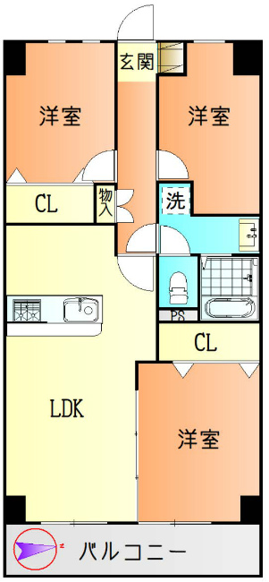 クレール府中間取り