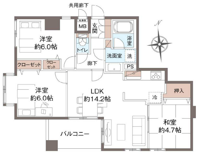 ボヌ―ル府中間取り