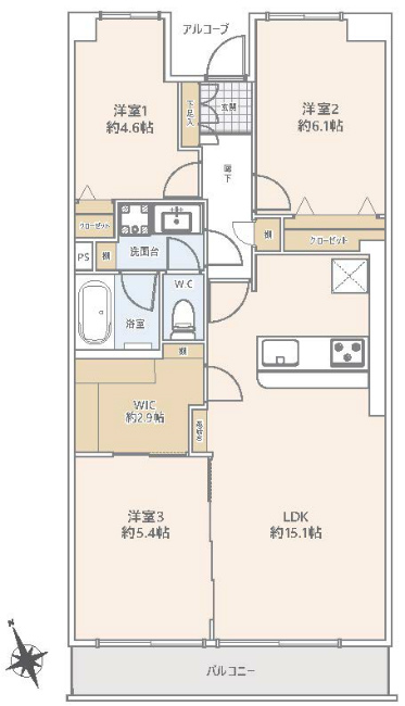 コープ府中武蔵野台3号棟間取り