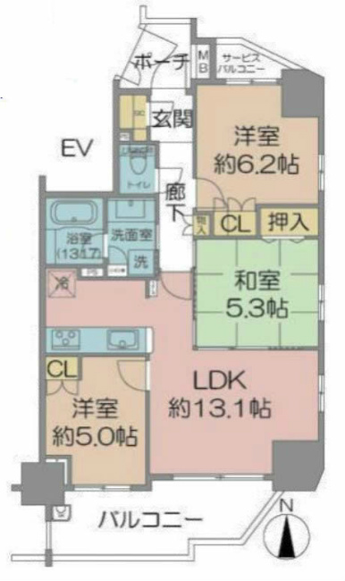 ラヴィドール府中サザンテラス間取り