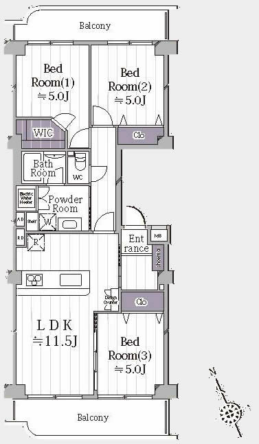 ニューライフマンション武蔵野台Ｂ棟間取り