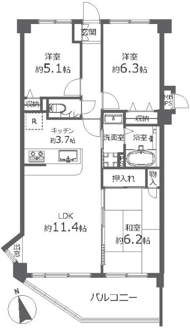 グランウインド府中武蔵野台間取り