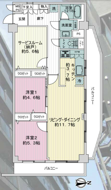 クレール府中間取り