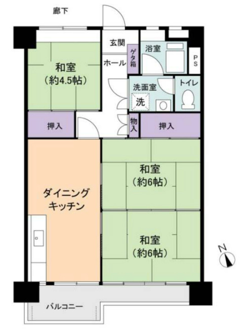 府中住吉町住宅4号棟（中河原駅・M-49120）の間取り図