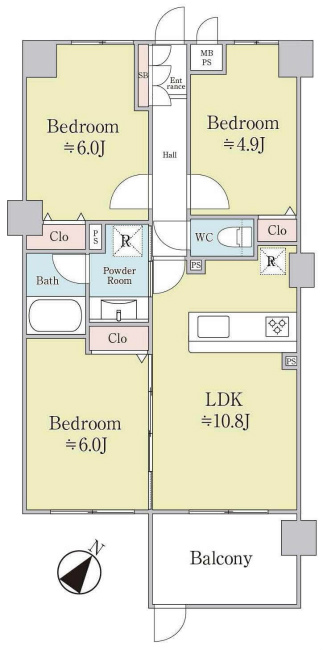 レーヴステージ府中緑町（東府中駅・M-49386）の間取り図