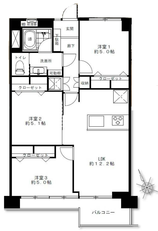 府中住吉町住宅1号棟（中河原駅・M-49682）の間取り図