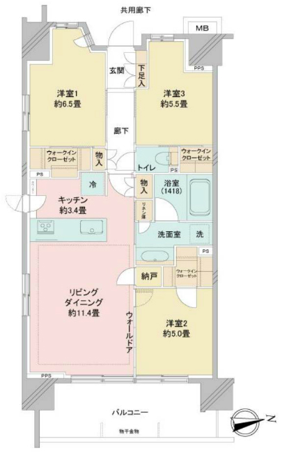 シュロス府中パークアリーナ（北府中駅・M-49756）の間取り図