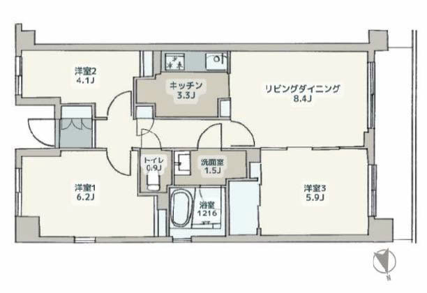 府中武蔵野台グランドハイツ（M-49798）の間取り図