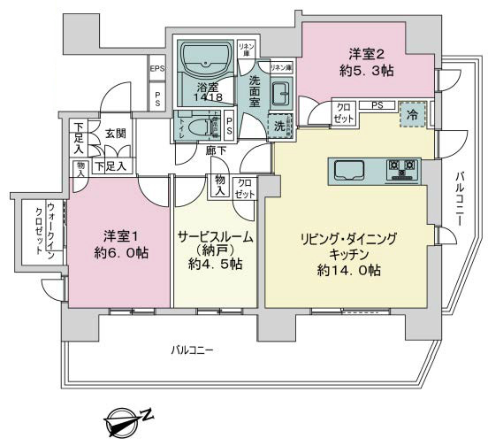 プレシス府中エンティア（分倍河原駅・M-49813）の間取り図