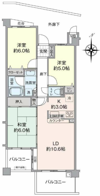 府中武蔵野台ダイヤモンドマンション（M-49837）の間取り図