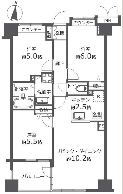 サンデュエル府中グランスクエア（分倍河原駅・M-49866）の間取り図