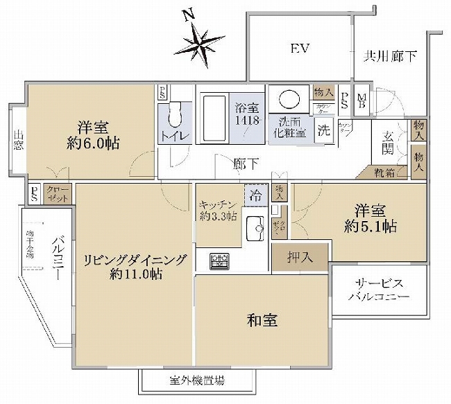 ヒルズ府中清水が丘（多磨霊園駅・M-49970）の間取り図