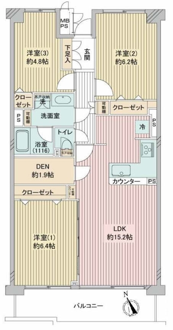 コープ府中武蔵野台3号棟（M-50015）の間取り図