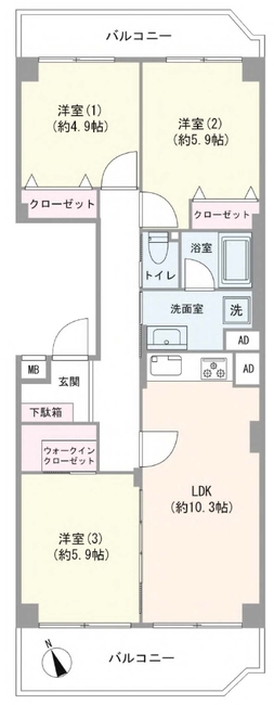 ニューライフマンション武蔵野台Ｂ棟（M-50023）の間取り図