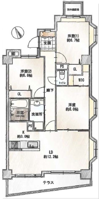 ライオンズガーデン府中武蔵野台（M-50038）の間取り図