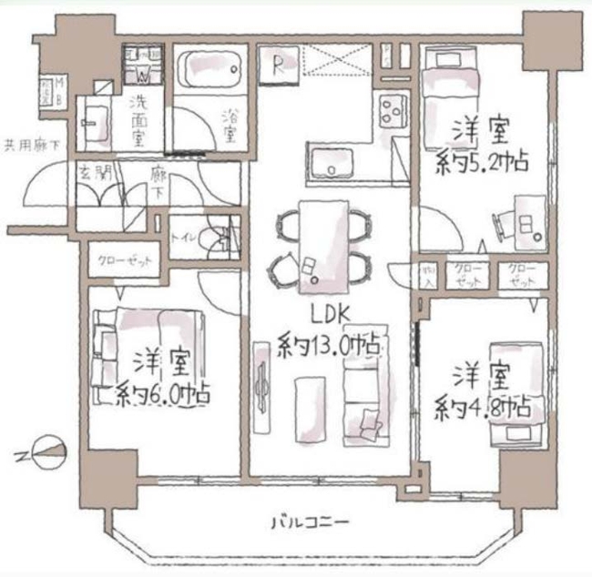 ベルジュール府中Ⅲ（M-50045）の間取り図
